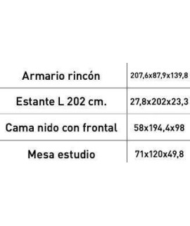 DORMITORIO JUVENIL COMPLETO MOD.DONALD+ AMB.10