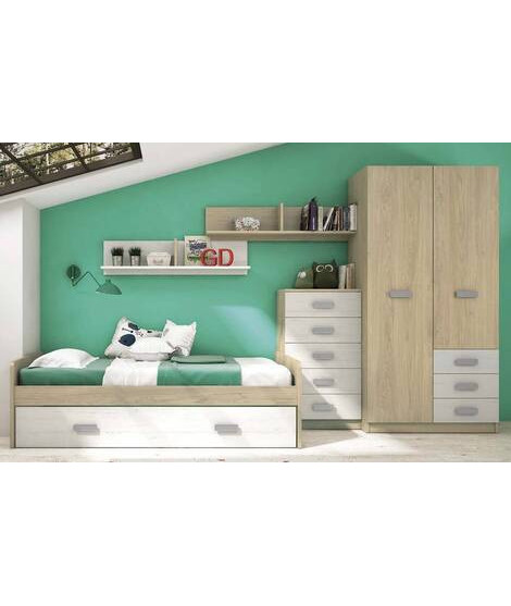 DORMITORIO JUVENIL COMPLETO MOD.DONALD+ AMB.11