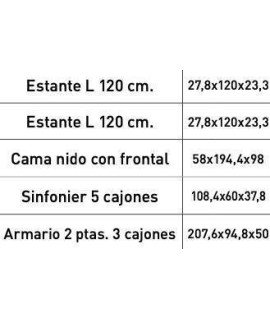DORMITORIO JUVENIL COMPLETO MOD.DONALD+ AMB.11