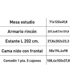 DORMITORIO JUVENIL COMPLETO MOD.DONALD+ AMB.13
