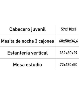 DORMITORIO JUVENIL S/ARMARIO MOD.LARA AMBIENTE 10