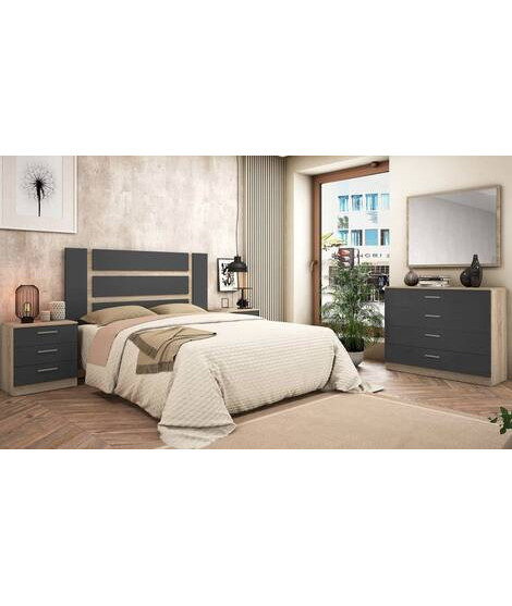 DORMITORIO MATRIMONIO MOD.MONIKA AMBIENTE 04-BCOLOR CAMBRIA - GRAFITO