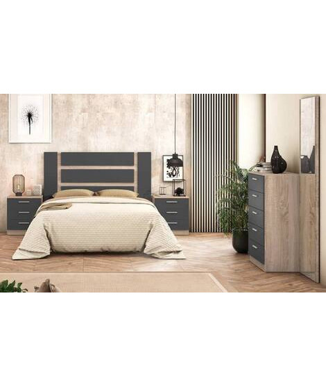 DORMITORIO MATRIMONIO MOD.MONIKA AMBIENTE 03-BCOLOR CAMBRIA GRAFITO