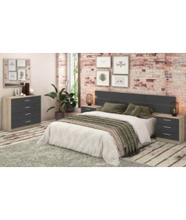DORMITORIO MATRIMONIO MOD.MONIKA AMBIENTE 02-ACOLOR CAMBRIA - GRAFITO