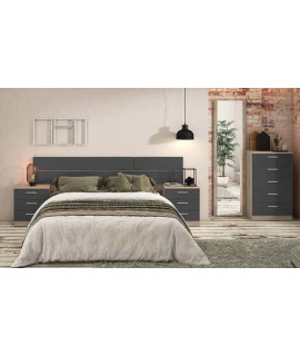 DORMITORIO MATRIMONIO MOD.MONIKA AMBIENTE 01-BCOLOR CAMBRIA - GRAFITO