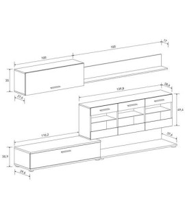 COMPOSICION UNICA LEDS 250 CM. MOD.ZAFIRO ANDERSEN P-GRIS