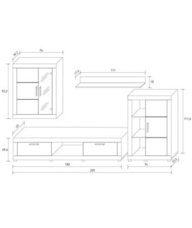 COMPOSICION UNICA LEDS 259CM. MOD.FIORDO CAMBRIA-BLANCO