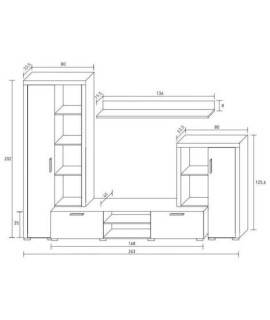 COMPOSICION UNICA 263CM. MOD.NOBEL CAMBRIA-BLANCO