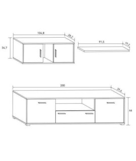 COMPOSICION UNICA 200CM. MOD.DIMAS BLANCO-GRAFITO