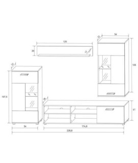 COMPOSICION UNICA LEDS 229CM. MOD.ANTIGONA CAMBRIA