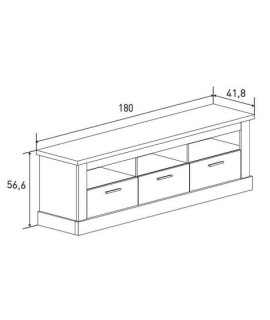 BAJO T.V. 3-C 180CM. MOD.CHELLEN CAMBRIA-BLANCO