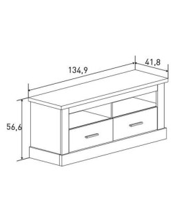 BAJO T.V. 2-C 135CM. MOD.CHELLEN CAMBRIA-BLANCO