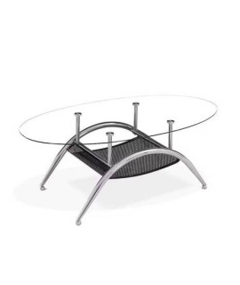 MESA CENTRO FIJA T/CRISTAL MOD.VOLGA CROMO NEGRO