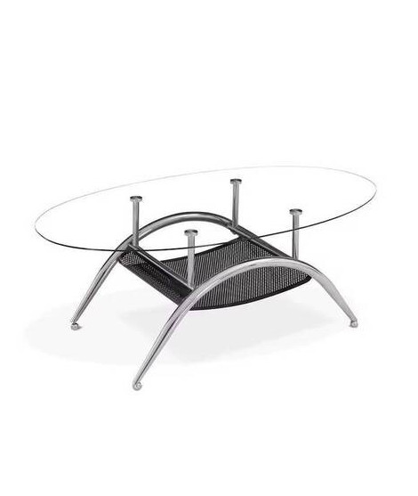 MESA CENTRO FIJA T/CRISTAL MOD.VOLGA CROMO NEGRO