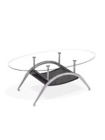 MESA CENTRO FIJA T/CRISTAL MOD.VOLGA CROMO NEGRO