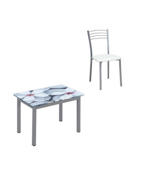 CONJUNTO MESA FLORES EXT. + 4 SILLAS 20