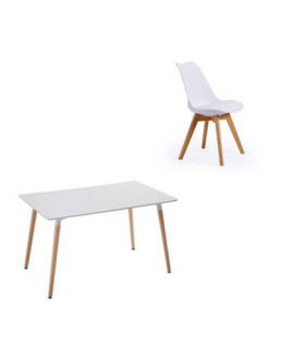 CONJUNTO MESA COCINA DINAMARCA+4 SILLAS FINA BLANCAS