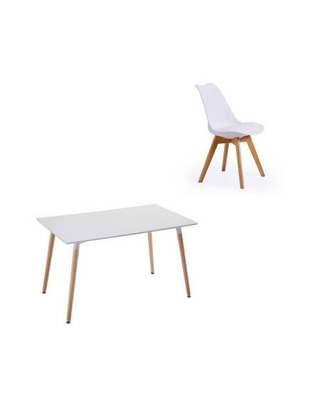 CONJUNTO MESA COCINA DINAMARCA+4 SILLAS FINA BLANCAS