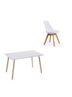CONJUNTO MESA COCINA DINAMARCA+4 SILLAS FINA BLANCAS