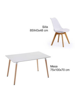 CONJUNTO MESA COCINA DINAMARCA+4 SILLAS FINA BLANCAS