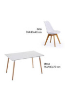 CONJUNTO MESA COCINA DINAMARCA+4 SILLAS FINA BLANCAS