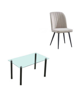 CONJUNTO MESA COCINA YURI + 4 SILLAS RORY BEIG