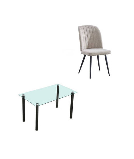 CONJUNTO MESA COCINA YURI + 4 SILLAS RORY BEIG