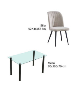 CONJUNTO MESA COCINA YURI + 4 SILLAS RORY BEIG