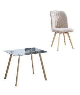 CONJUNTO MESA ACNES + 4 SILLAS LANE BEIG