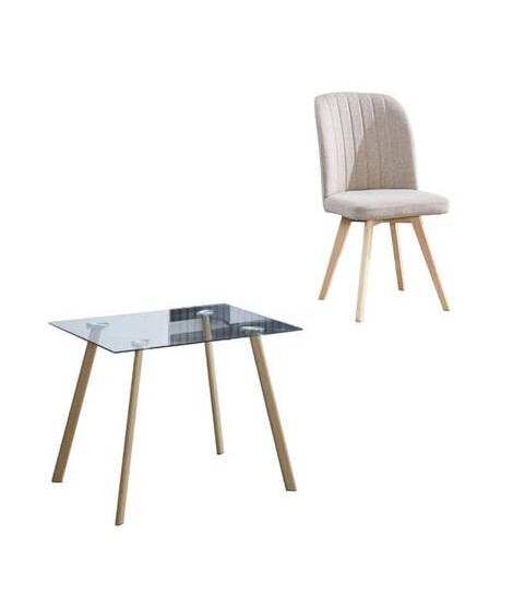 CONJUNTO MESA ACNES + 4 SILLAS LANE BEIG