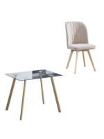 CONJUNTO MESA ACNES + 4 SILLAS LANE BEIG