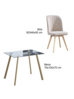 CONJUNTO MESA ACNES + 4 SILLAS LANE BEIG