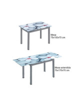 MESA COCINA EXT.T/IMPRESA MOD.FLORES GRIS