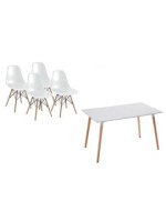 CONJUNTO MESA DINAMARCA BLANCA + 4 SILLAS MALMO BLANCAS
