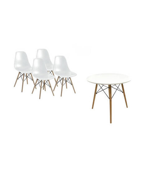 CONJUNTO DINAMARCA BLANCO MESA REDONDA+4 SILLAS