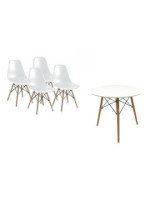 CONJUNTO DINAMARCA BLANCO MESA REDONDA+4 SILLAS