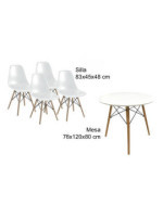 CONJUNTO DINAMARCA BLANCO MESA REDONDA+4 SILLAS