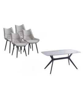 CONJUNTO MESA CALISTA + 4 SILLAS CALISTA BEIG
