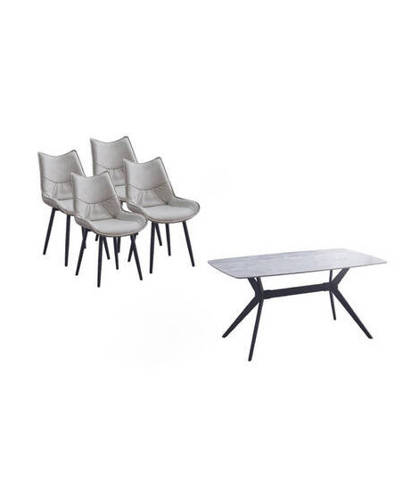 CONJUNTO MESA CALISTA + 4 SILLAS CALISTA BEIG