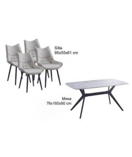 CONJUNTO MESA CALISTA + 4 SILLAS CALISTA BEIG