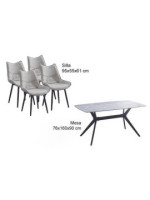 CONJUNTO MESA CALISTA + 4 SILLAS CALISTA BEIG