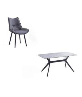 CONJUNTO MESA CALISTA + 4 SILLAS CALLISTA GRIS