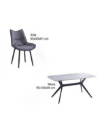 CONJUNTO MESA CALISTA + 4 SILLAS CALLISTA GRIS