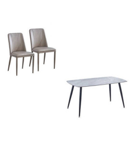 CONJUNTO MESA SANDER + 4 SILLAS ROWENA LATTE