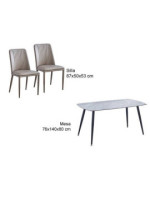 CONJUNTO MESA SANDER + 4 SILLAS ROWENA LATTE