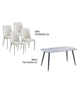 CONJUNTO MESA SANDER + 4 SILLAS ROWENA TORTORA