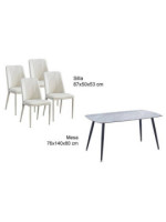 CONJUNTO MESA SANDER + 4 SILLAS ROWENA TORTORA