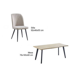 CONJUNTO MESA REGATTA + 4 SILLAS RORY BEIG