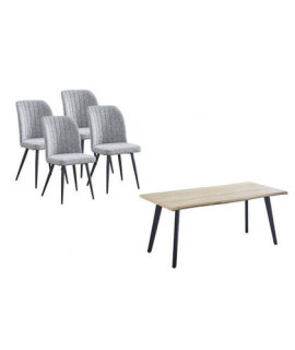 CONJUNTO MESA REGATTA + 4 SILLAS RORY GRIS