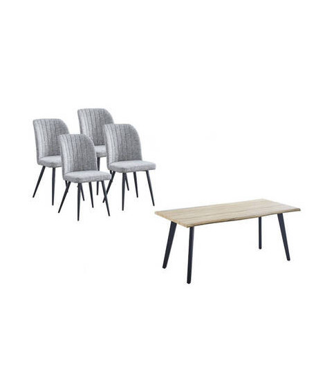 CONJUNTO MESA REGATTA + 4 SILLAS RORY GRIS